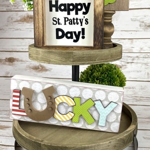 Lucky -Tiered Tray Decor- DIY March Kit - 3-Piece Set - Wood Home Decor