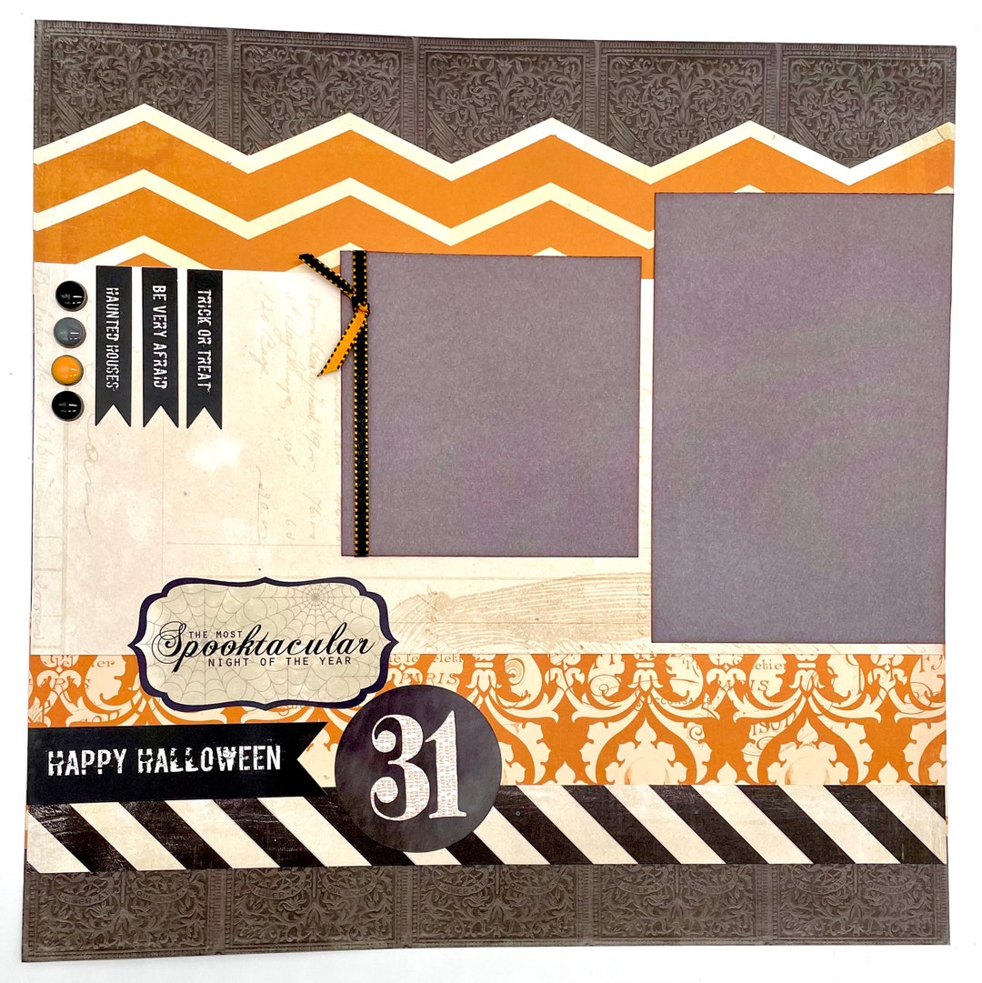 Spooktacular 31- Halloween Kit - Pre-cut 2-page 12x12 Scrapbook Layout ...