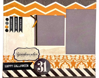 Spooktacular 31- Halloween Kit - Pre-cut 2-Page 12x12 Scrapbook Layout DIY Kit