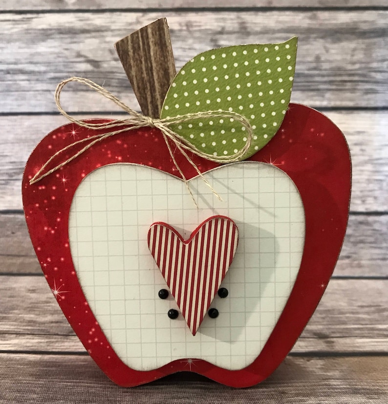 5 x Mdf Teachers Apples Pre-painted Red