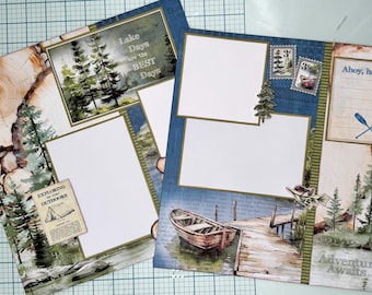 Adventure Awaits - Lake Days are the Best Days - Pre-cut 2-Page 12x12 Scrapbook Layout DIY Kit
