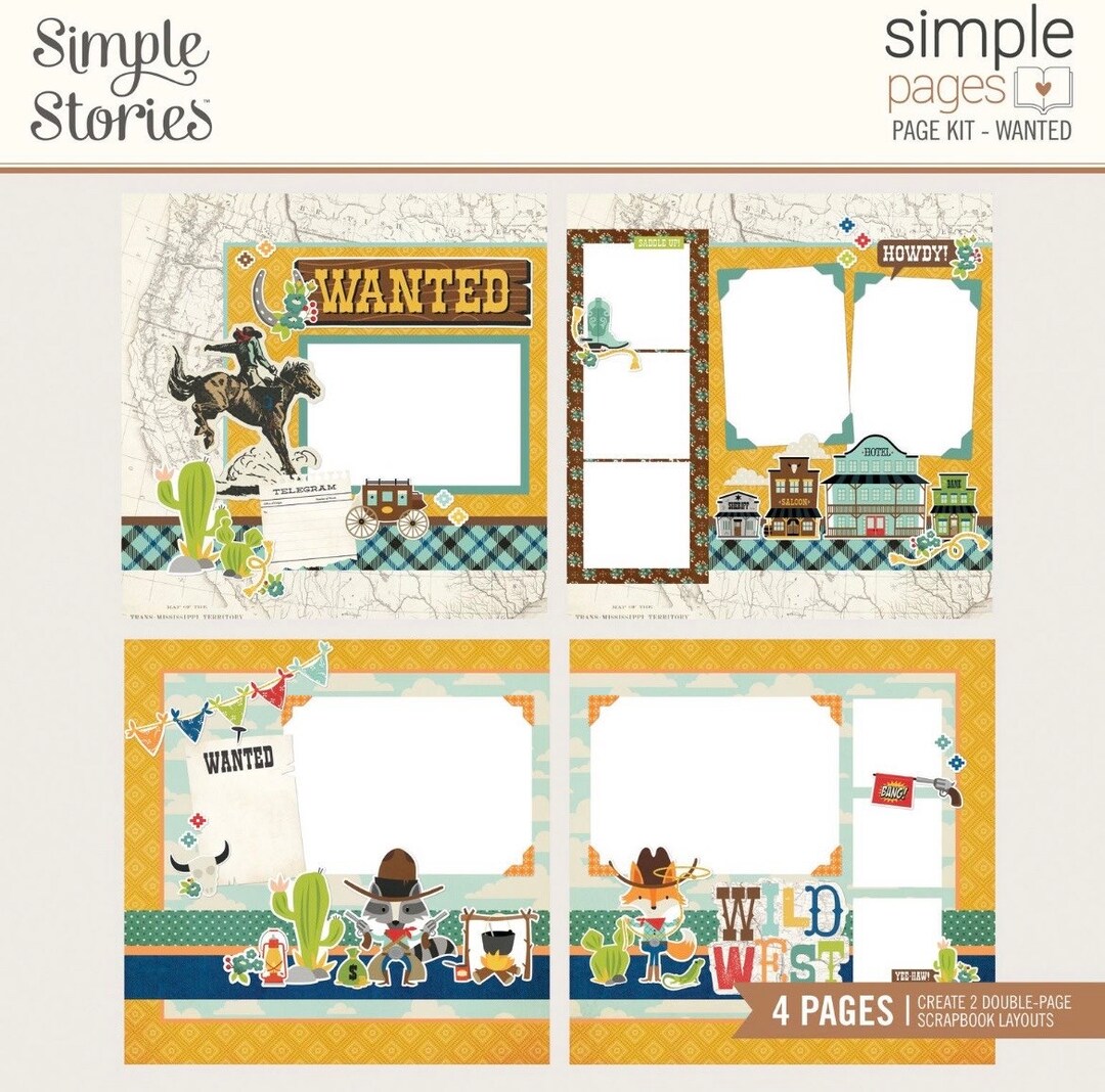Wanted Simple Stories Simple Pages Page Kit 4 page DIY Layout Kit Etsy Wanted simple stories simple pages page kit 4 page diy layout kit etsy