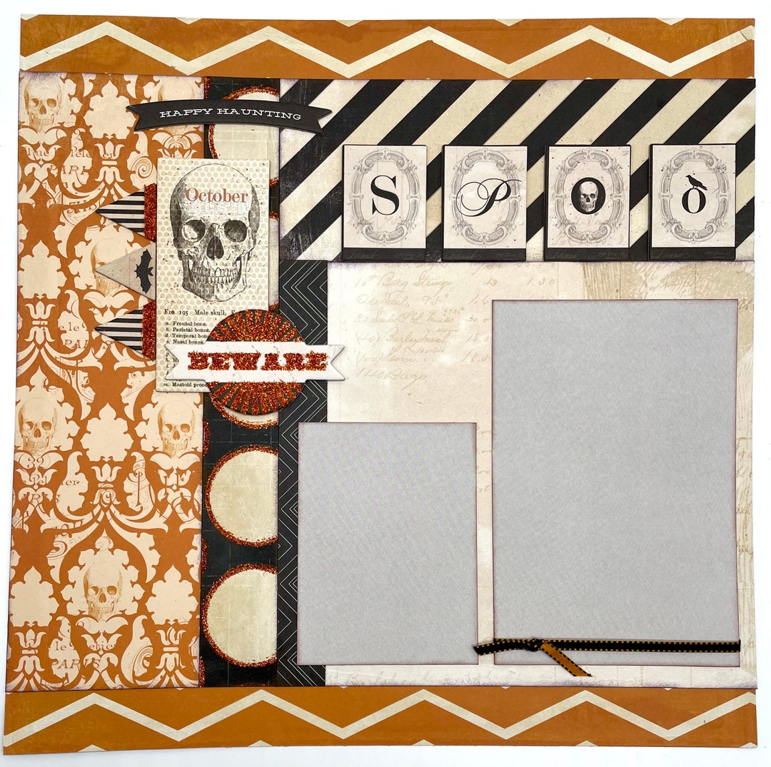 Spooky Halloween Kit - Pre-cut 2-page 12x12 Scrapbook Layout DIY Kit - Etsy