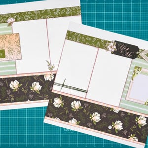 Everyday Moments - Magnolia Lane - kit DIY de mise en page pour scrapbooking prédécoupé 2 pages 12 x 12 - Verts