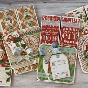 C'était la nuit avant Noël - Jeu de cartes gatefold -6 cartes DIY 45 tours - Kit réapprovisionné