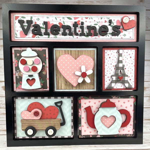February Kit - Valentine's - DIY Magnetic Shadow Box Monthly Wood Kit- Home Decor