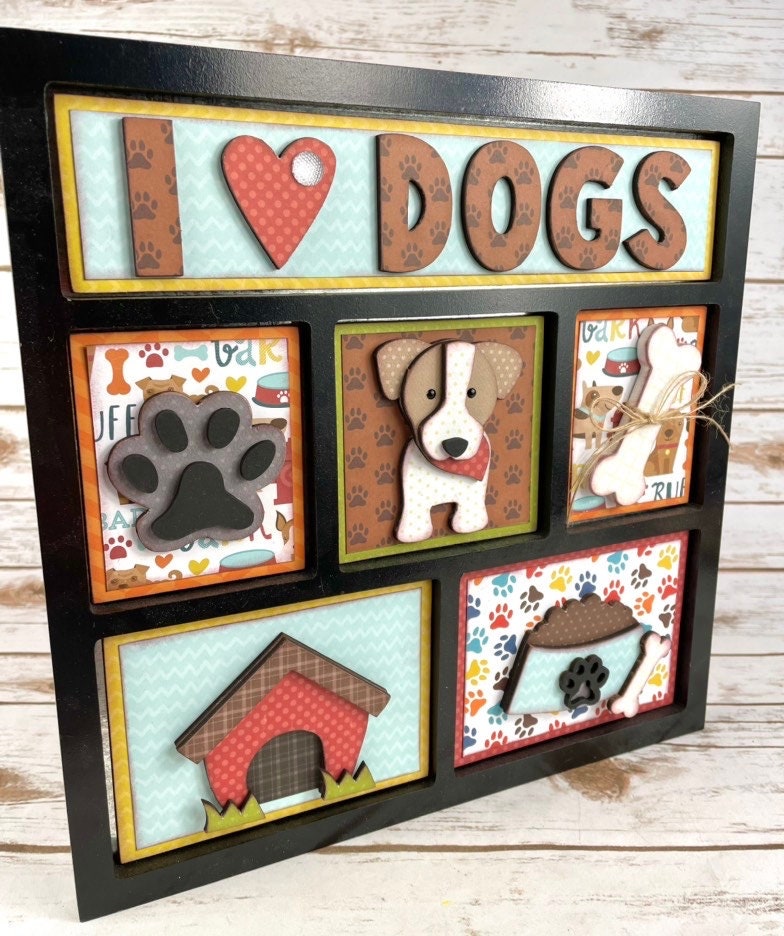 I Love Dogs - DIY Magnetic Shadow Box Insert Wood Kit- Home Decor - Etsy