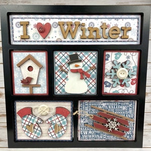 Kit de enero - Me encanta el invierno - Kit mensual de madera para crear una caja de sombras magnética - Decoración del hogar