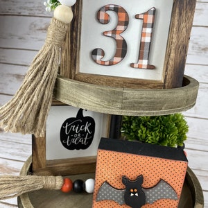 Halloween -Tiered Tray Decor- DIY October Kit - 3-Piece Set - Wood Home Decor