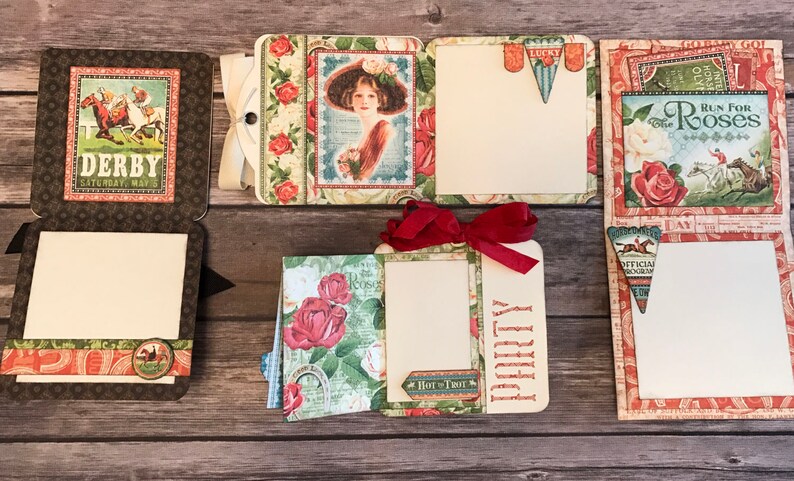 Graphic-45 Off to the Races 4 Celebration Cards and 4 Coordinating Envelopes Card Kit Class
