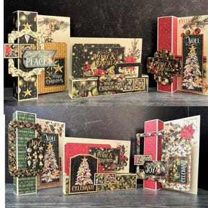 Cartes Merry & Bright - Cartes de Noël amusantes - Kit de 45 graphiques DIY de 6 cartes
