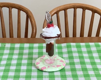 Ice Cream Sundae with Plate for 1:12 Scale Dollhouse or 1-6 Size (fashion doll)