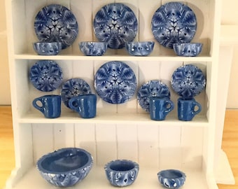 Polymer Clay Dish Set in Blues for 1:12 Scale Dollhouse