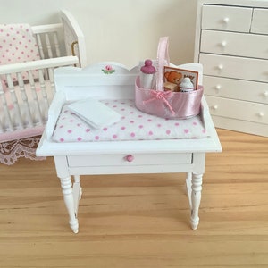 Dollhouse Miniature Changing Table White Wood 1:12 Scale Nursery Room Furniture