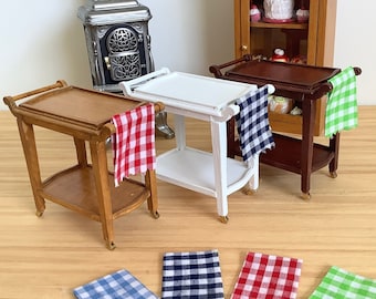 Serving Cart with Towel Available in Various Colors for 1:12 Scale Dollhouse