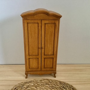 Dollhouse Armoire in Oak for 1:12 Scale Dollhouse