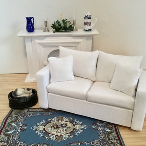 Modern White Couch with Two Pillows for 1:12 Scale Dollhouse image 8