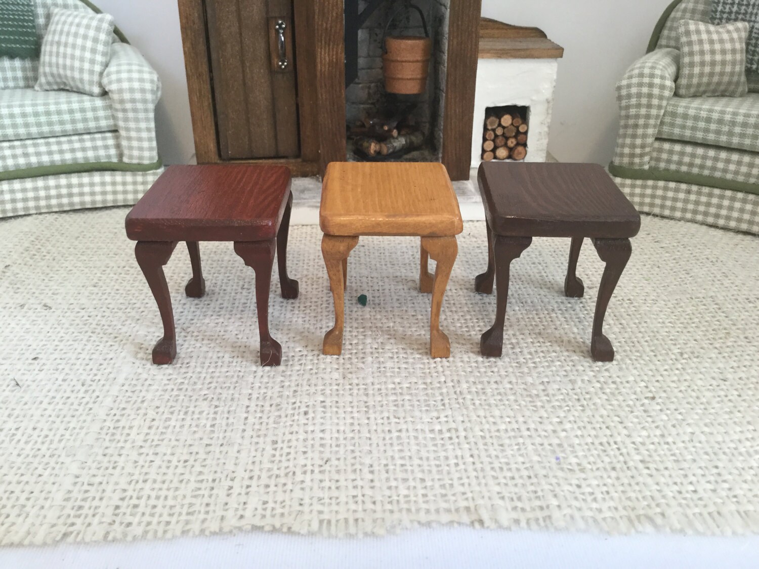 End Table with Cabriole Legs shown in three colors for 1:12 | Etsy
