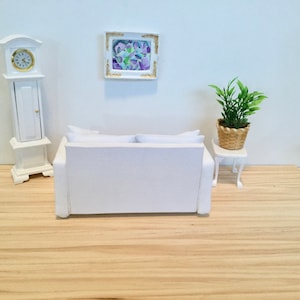 Modern White Couch with Two Pillows for 1:12 Scale Dollhouse image 7