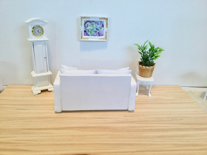 Modern White Couch with Two Pillows for 1:12 Scale Dollhouse image 7