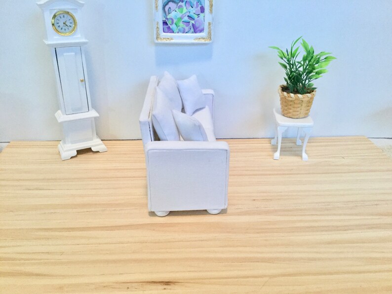 Modern White Couch with Two Pillows for 1:12 Scale Dollhouse image 6