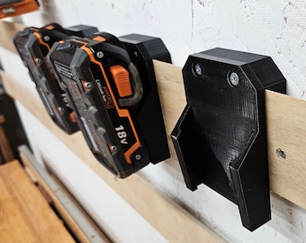 2 Pack RIDGID 18V Battery Holder/ Mount - *French Cleat and Screw To Wall Options*
