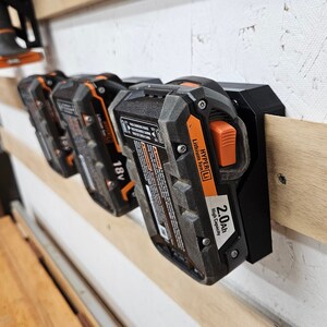 2 Pack RIDGID 18V Battery Holder/ Mount - *French Cleat and Screw To Wall Options* image 2