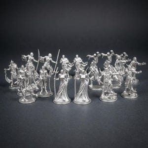 50 Silver DnD Miniatures Set – Fantasy RPG Figures – Tabletop Minis for Dungeons & Dragons, Pathfinder, War Gaming