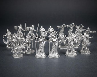 50 Silver DnD Miniatures Set – Fantasy RPG Figures – Tabletop Minis for Dungeons & Dragons, Pathfinder, War Gaming