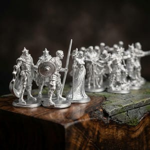50 Silver DnD Miniatures Set: Dungeons and Dragons RPG Minis Tabletop Figures