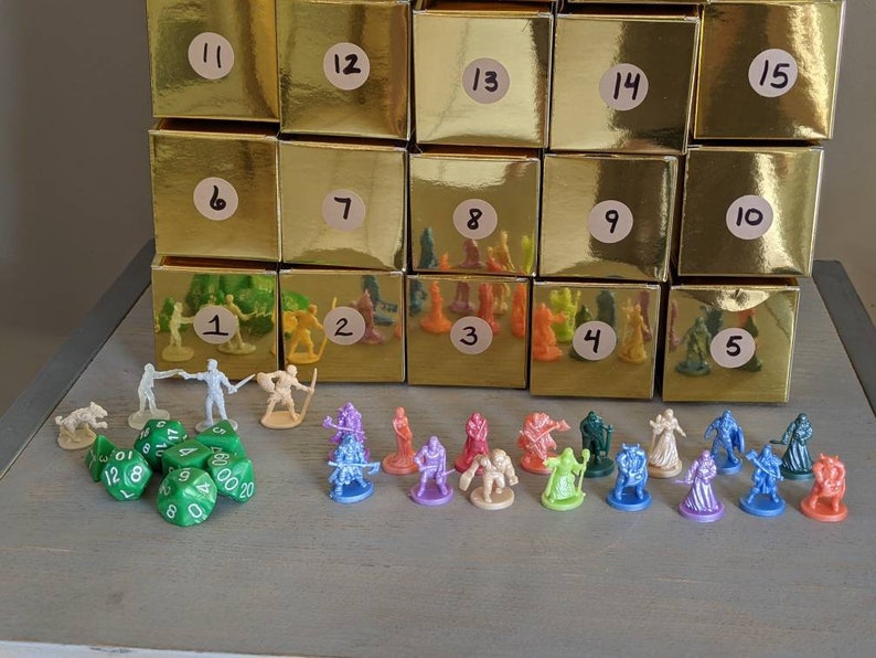 Dungeons and Dragons Miniatures Advent Calendar With Dice Set Etsy