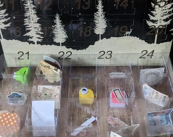 Ephemera stationary advent calendar with lots of scrapbooking items!