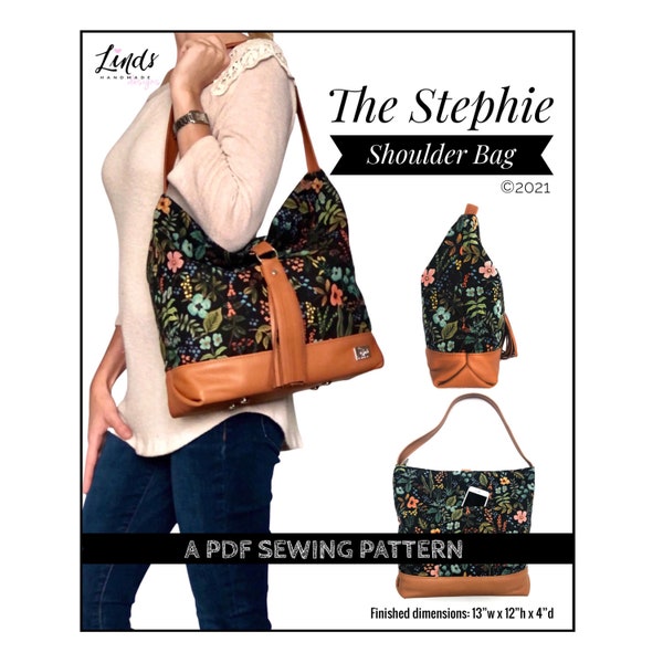 Stephie Shoulder Bag PDF sewing pattern (includes SVGs), slouchy shoulder bag tutorial, hobo bag diy, lindshandmade designs, sewing pattern
