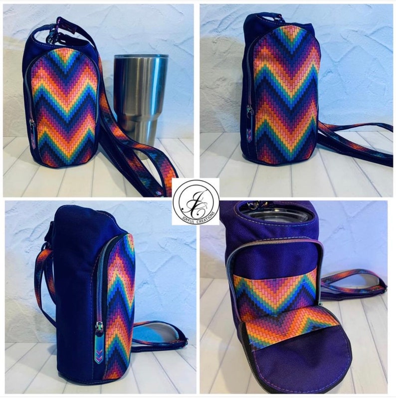 H20 2GO Sling PDF sewing pattern includes SVGs, waterbottle holder, beverage purse, linds handmade design, DYI waterbottle holder image 4