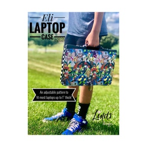 Eli laptop case PDF sewing pattern, zip around laptop case, zippered gadget cover, padded laptop sleeve, ipad cover, DYI laptop case