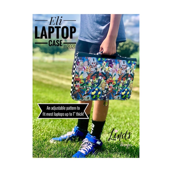 Eli laptop case PDF sewing pattern, zip around laptop case, zippered gadget cover, padded laptop sleeve, ipad cover, DYI laptop case