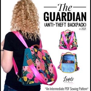 Guardian anti-theft backpack PDF sewing pattern (includes SVGs), diy antitheft backpack, backpack sewing pattern, rucksack diy,
