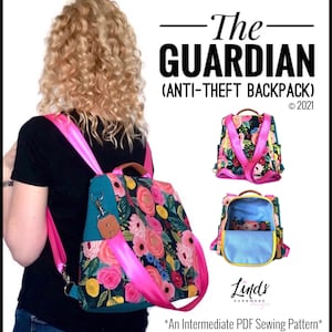 Guardian anti-theft backpack PDF sewing pattern includes SVGs, diy antitheft backpack, backpack sewing pattern, rucksack diy, image 1