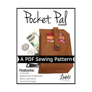 Pocket Pal PDF sewing pattern (includes SVGs), minimalist wallet diy, pocket pouch, Linds Handmade Designs sewing pattern