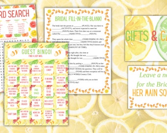KIT IMPRIMABLE pour la douche nuptiale Main Squeeze Agrumes (5 modèles)