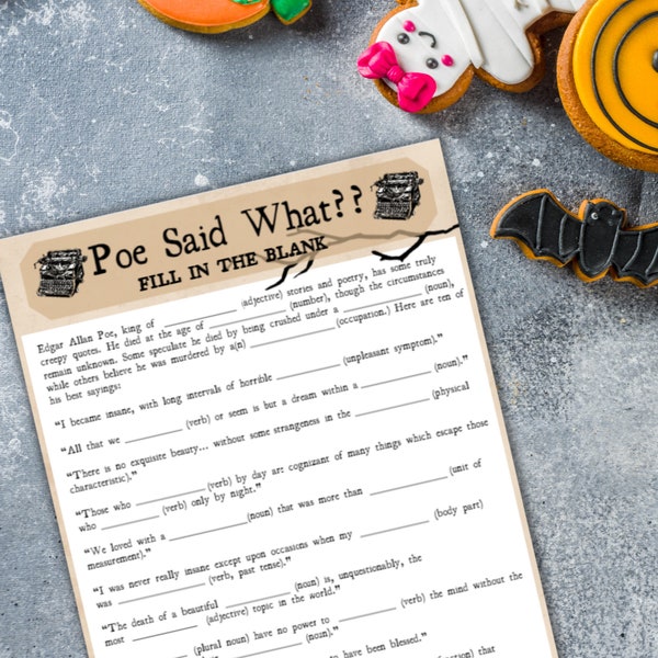 Edgar Allan Poe Quotes Fill-in-the-Blank Game