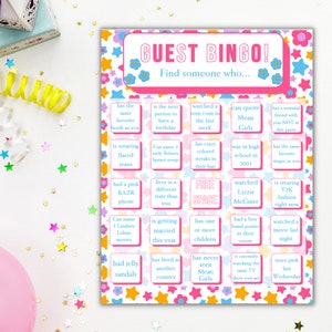 Y2K Rom Com 2000s party Guest Bingo Printable [NON WEDDING]