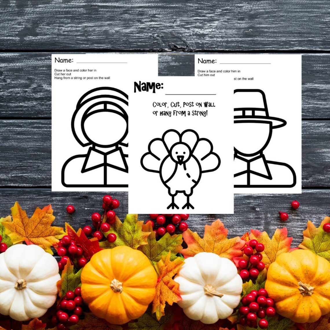 DIGITAL DOWNLOAD Thanksgiving Color Cut Outs - Etsy