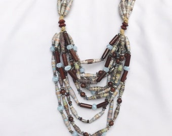 Multi-Strand Paper Bead Necklace: Lightweight Statement Jewelry