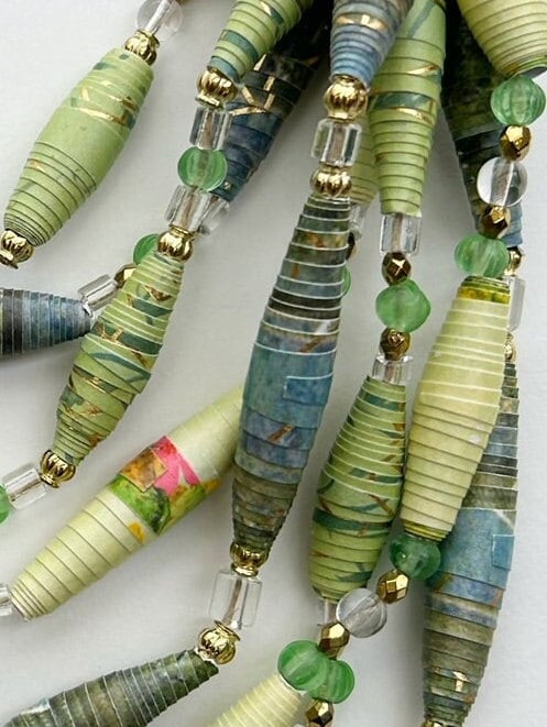 Lucy Gemstone Beaded Multi Charm Necklace Base Lime Green