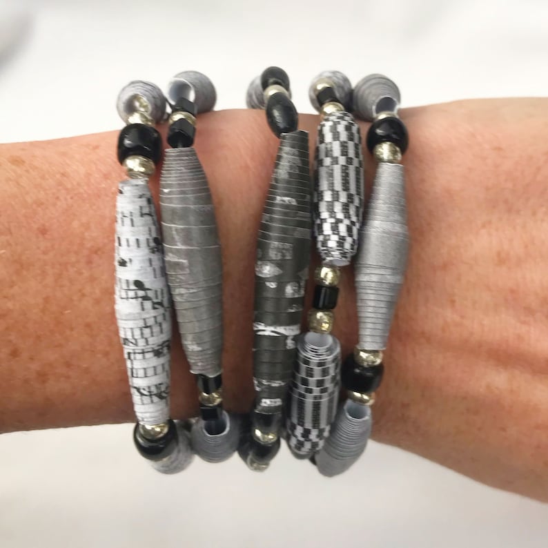 handmade paper bead bracelet set