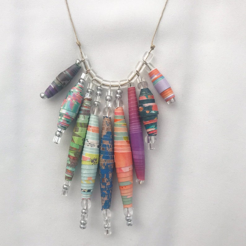 Handmade paper bead necklace