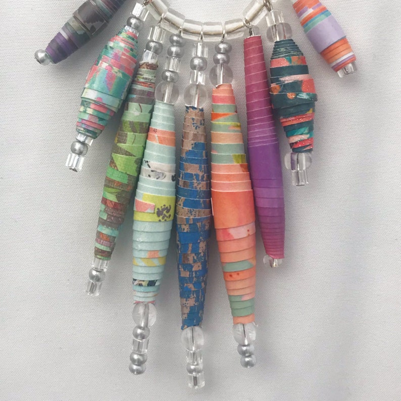Handmade paper bead necklace