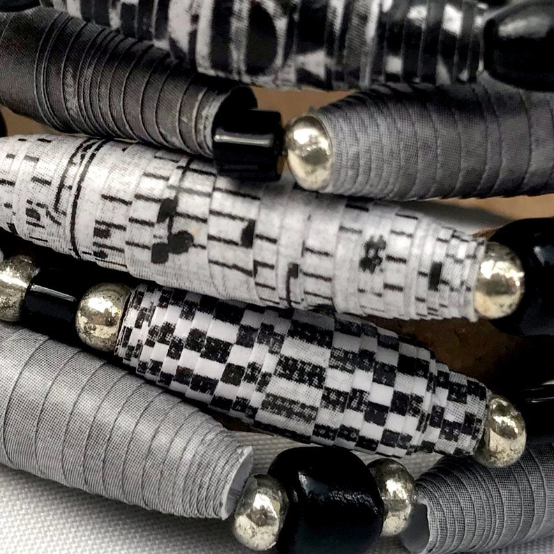handmade paper bead bracelet set