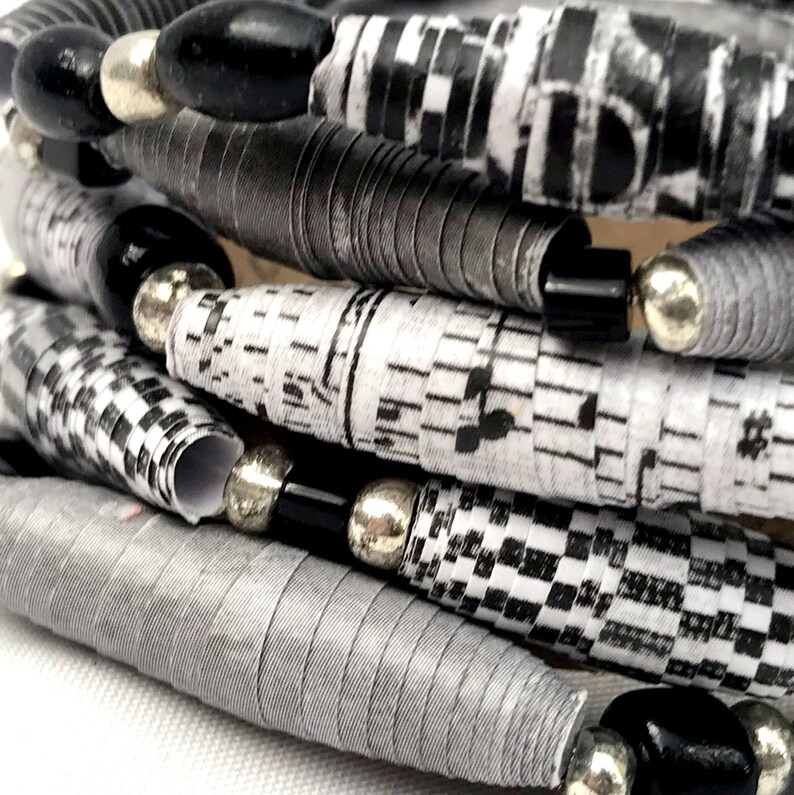 handmade paper bead bracelet set